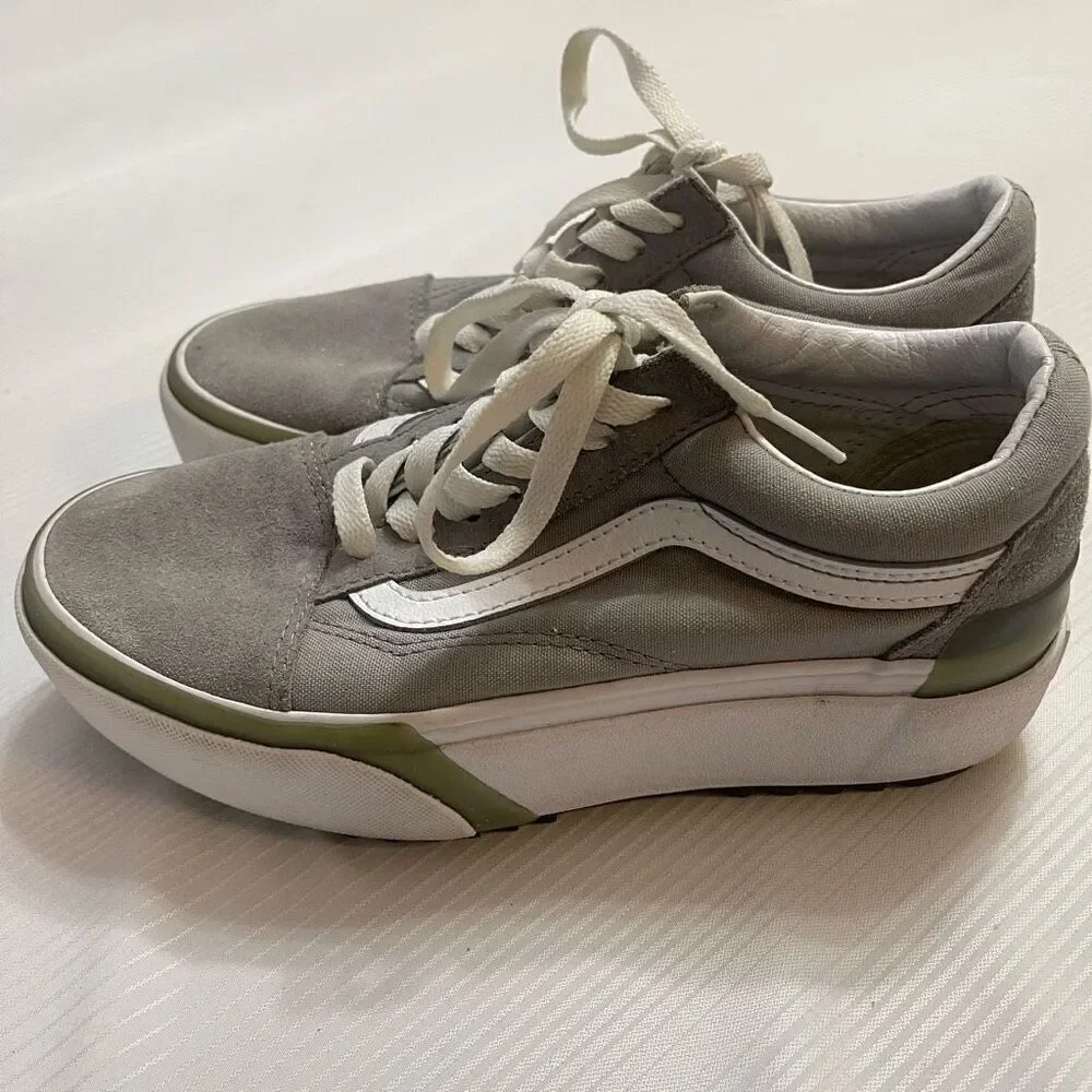 Vans Old Skool Stacked Sneakers Shoes White Gray Skate Casual Size 6.5 6 1/2 - Picture 3 of 8